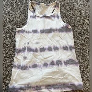 lululemon athletica White Tank Top with Gray and Light Purple Tie-Dye